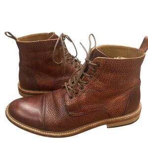 Taft brown pebbled leather ankle boots size 41 mens US 8 lace cap toe women’s 10